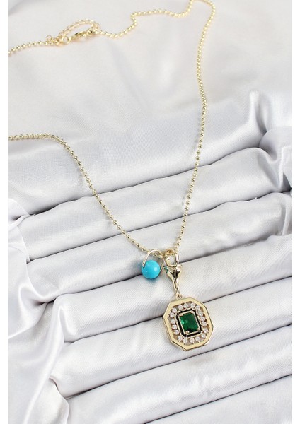 Bfs Gold Renk Pirinç Zirkon Taşlı Kadın Serenay Kolyesi fiyatları