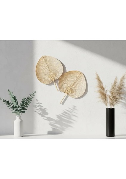 Doğal Bambu Kalp Yelpaze Bohem Duvar Süsü El Örgüsü, Dekoratif modelleri