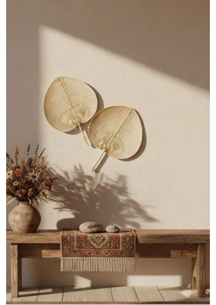Doğal Bambu Kalp Yelpaze Bohem Duvar Süsü El Örgüsü, Dekoratif fırsatları