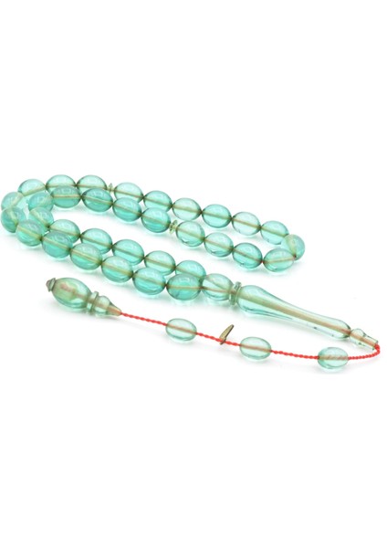 Hakan Turan Imzalı Beyzi Kesim Açık Mavi Sıkma Kehribar Tesbih