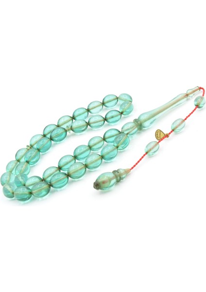 Hakan Turan Imzalı Beyzi Kesim Açık Mavi Sıkma Kehribar Tesbih fiyatları