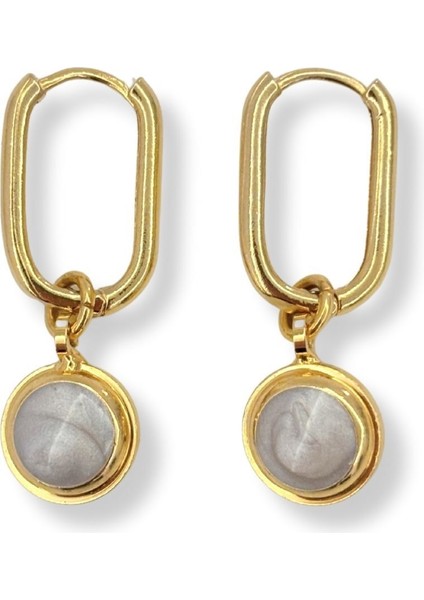 Ivory Frame No:1 Altın Kaplama Küpe modelleri