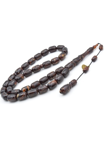 Hakan Turan Imzalı Kapsül Kesim Hareli Kahverengi Sıkma Kehribar Tesbih fiyatları