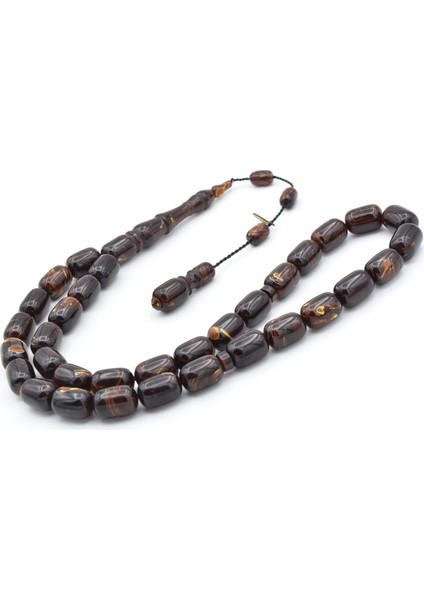 Hakan Turan Imzalı Kapsül Kesim Hareli Kahverengi Sıkma Kehribar Tesbih modelleri