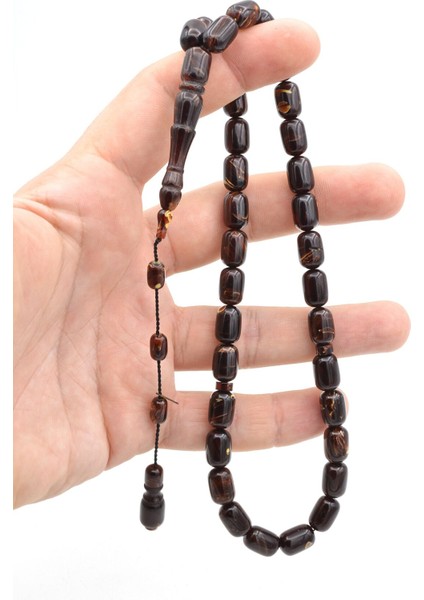 Hakan Turan Imzalı Kapsül Kesim Hareli Kahverengi Sıkma Kehribar Tesbih fırsatları