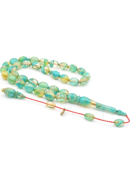 Hakan Turan Imzalı Beyzi Kesim Hareli Mavi Sıkma Kehribar Tesbih