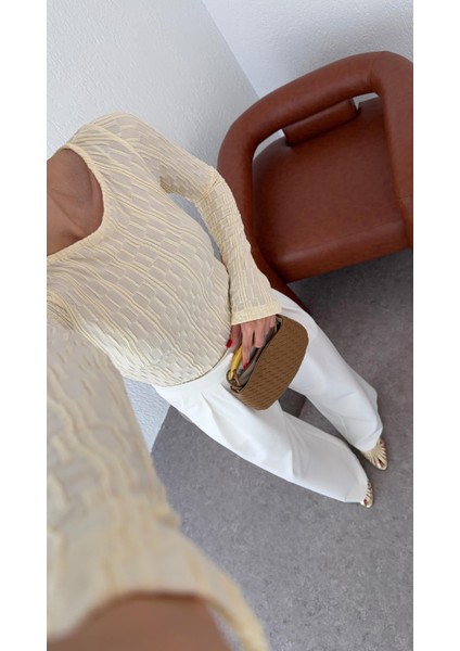 Kendinden Desenli Sarı Bluz fırsatları