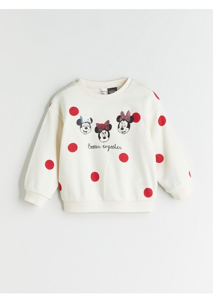 Yeni Sezon Kalın Minnie Mouse Baskılı Kız Çocuk Sweatshirt
