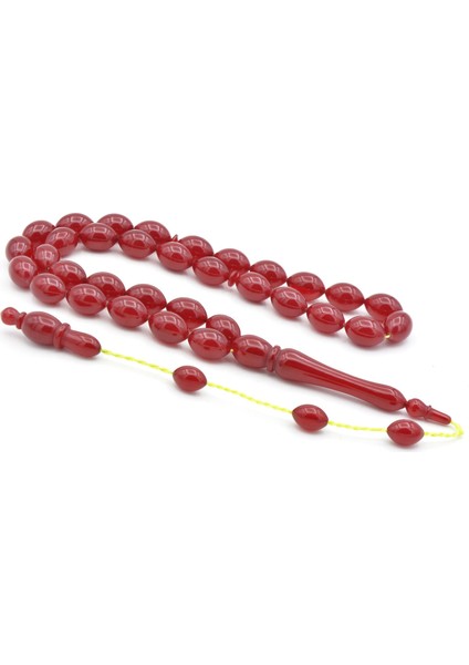 Hakan Turan Yapımı Beyzi Kesim Vişne Rengi Sıkma Kehribar Tesbih