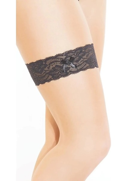 Mulvxbrf BRF02 Dantelli Fiyonklu Siyah Bacak Bandı (Mulvix)