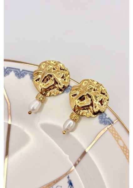 Lune Blanche No:1 Altın Kaplama Küpe