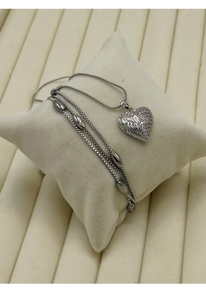 Orijinal Kadın Kol Saati 2 Yıl Garantili Çelik Kolye ve Bileklik Seti DKHB14 fiyatları