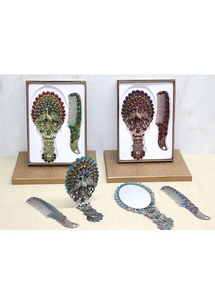 Tavuskuşu Katlanabilir Ayna ve Tarak Seti Büyük Boy ALK4913