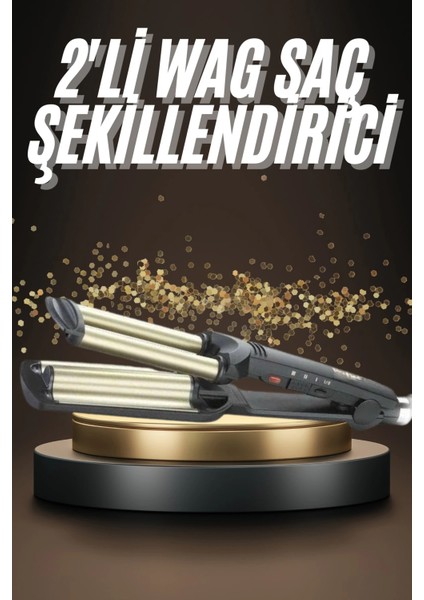 Ikili Wag Maşa Saç Şekillendirici Seramik Kaplama Isı Ayarlı