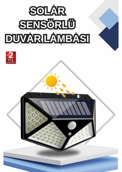 Bahçe Lambası Bahçe Aydınlatma Sensörlü Suya Dayanıklı 100 LED
