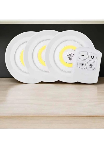 Spot Lamba LED Işık 3'lü Uzaktan Kumandalı Pilli Yapışkanlı Kablosuz fiyatları
