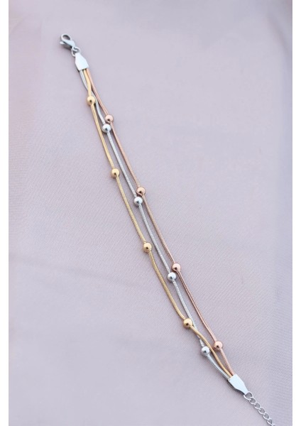 Bfs 316L Kararmaz Çelik Gümüş Renk Top Zincirli Kadın Bileklik fiyatları