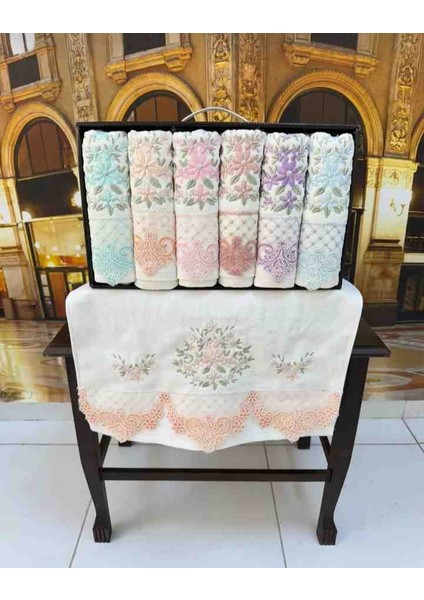 %100 Pamuklu 50×90 Ağır Nakışlı Güpürlü Lüx Kutulu Çeyizlik El ve Yüz Havlusu indirimleri