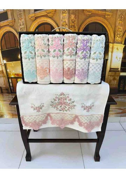 %100 Pamuklu 50×90 Ağır Nakışlı Güpürlü Lüx Kutulu Çeyizlik El ve Yüz Havlusu modelleri