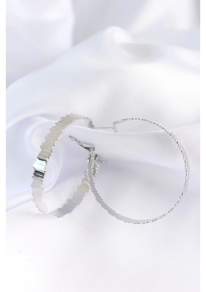 Bfs Pirinç Gümüş Renk Tırtıklı Halka Küpe fiyatları