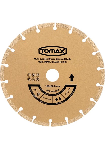Tomax Çok Amaçlı Elmas Kesici Disk - 180X22