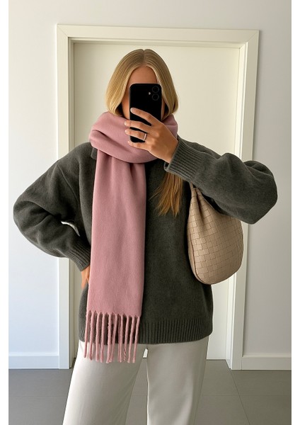Pembe Soft Yumuşak Dokulu Puffy Atkı Şal