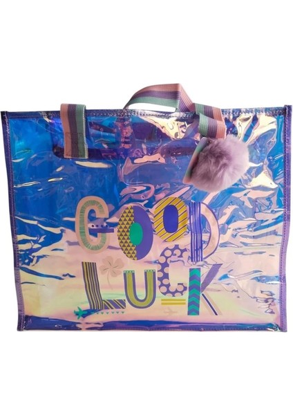 Dream Vest Şeffaf Hologram Mor Good Luck Büyük Omuz Çantası modelleri