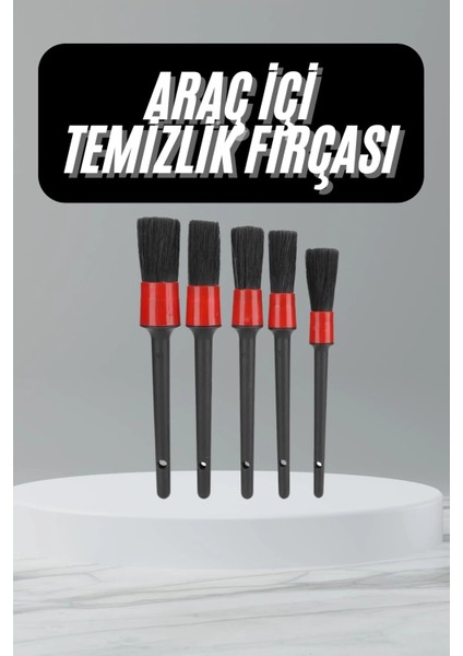 5 Adet Oto Detaylı Temizleyici Araç Içi Temizlik Fırça Seti Koltuk Döşeme Kapı Toz Alma Fırçası