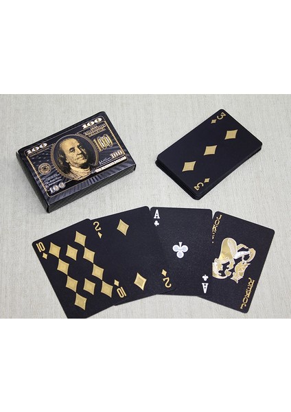 Altın Dolar Tasarımlı Siyah Iskambil Oyun Kartı