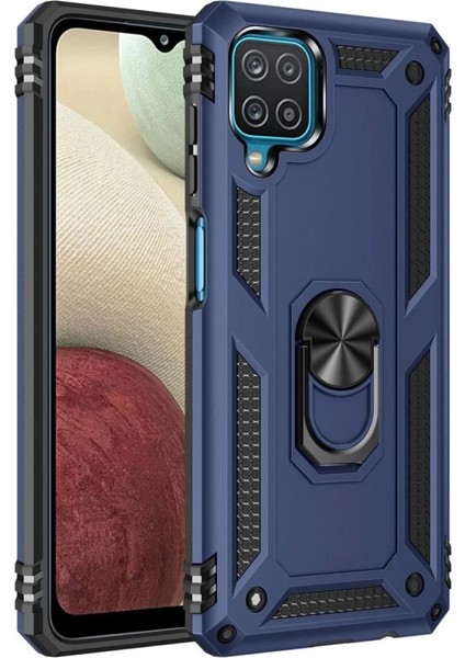 Samsung Galaxy A22 Kılıf Sofya Yüzüklü Silikon Kapak - Lacivert