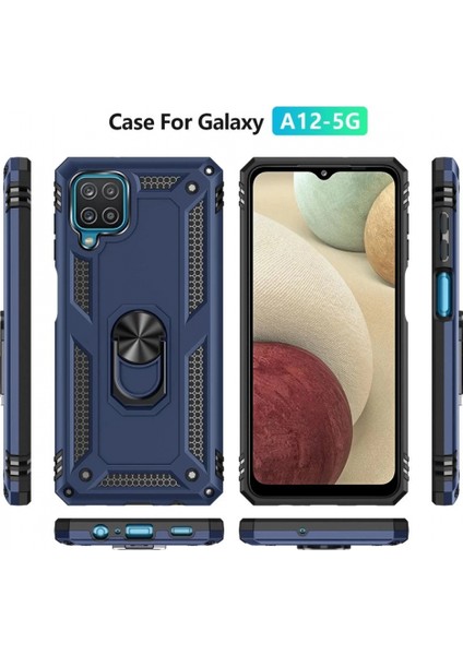 Samsung Galaxy A22 Kılıf Sofya Yüzüklü Silikon Kapak - Lacivert modelleri