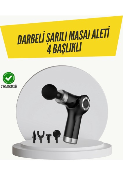 Mini Masaj Tabancası 4 Başlık 6 Hız Ayarlı