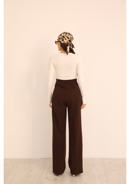 Kadın Kahverengi Arkası Lastikli Palazzo Pantolon fırsatları