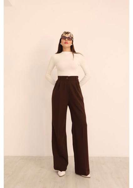 Kadın Kahverengi Arkası Lastikli Palazzo Pantolon fiyatları