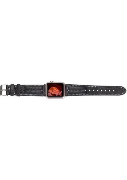 Apple Watch Uyumlu Deri Kordon 42-44-45MM Nm3-As1 Siyah modelleri