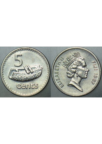 Fiji 5 Cent 1987 Kraliçe Iı. Elizabeth 19.4 Mm.