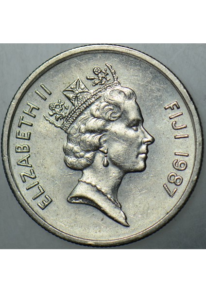Fiji 5 Cent 1987 Kraliçe Iı. Elizabeth 19.4 Mm. modelleri