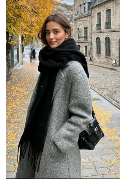 Siyah Yumuşak Dokulu Puffy Atkı Şal fiyatları