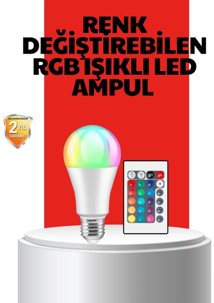rgb uzaktan kumandalı led ampul 16 renkli orijinal
