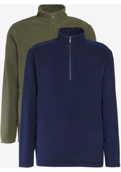 2'li Paket Standart Fit Dik Yaka Soğuk Geçirmez Polar