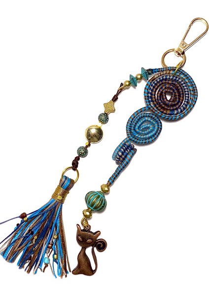 Çok Renkli Otantik Kedi Detaylı El Yapımı Çanta Anahtarlık Charmı fiyatları