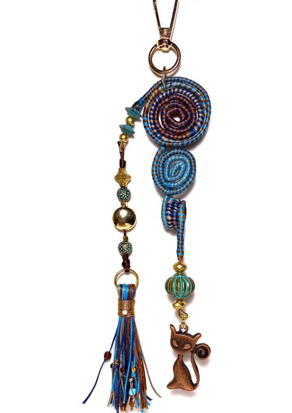 Çok Renkli Otantik Kedi Detaylı El Yapımı Çanta Anahtarlık Charmı modelleri