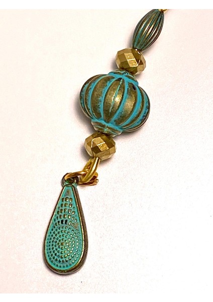 El Yapımı Yıldız Figürlü Mavi Bej & Kahverengi Bohem Çanta Süsü