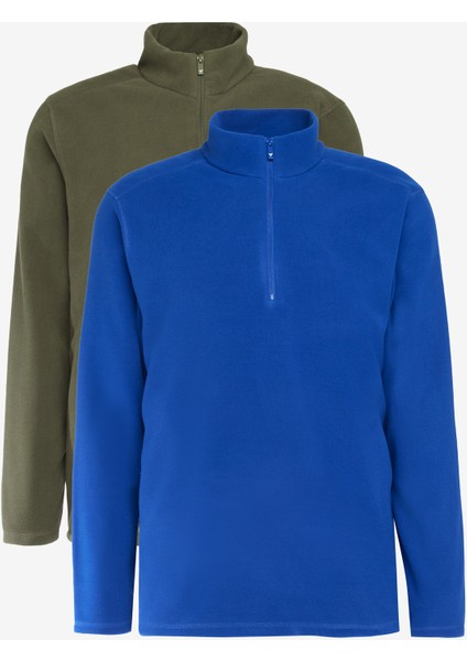 2'li Paket Standart Fit Dik Yaka Soğuk Geçirmez Polar