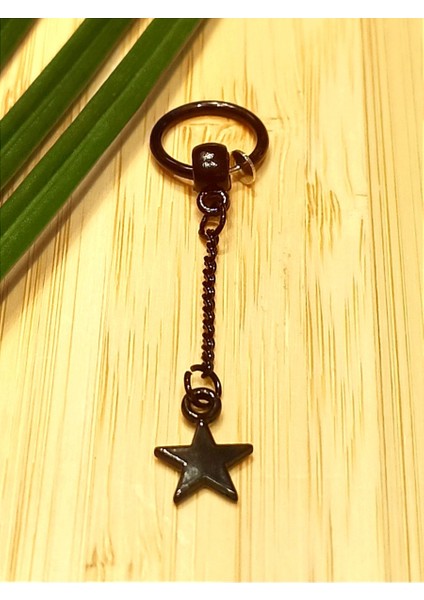 Çelik Siyah Figürlü Unisex Küpe