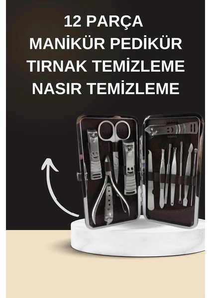 Elektrikli Manikür Pedikür Seti Ikili Set 12 Parça Tırnak Bakımı Törpü Protez Çıkarma