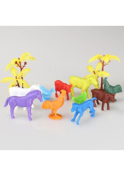676 Toy Play 12 Parça Renkli Mini Çiftlik Hayvanları Figür Seti 4-6 cm fırsatları