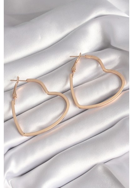 Bfs Pirinç Gold Renk Kalp Model Kadın Küpe