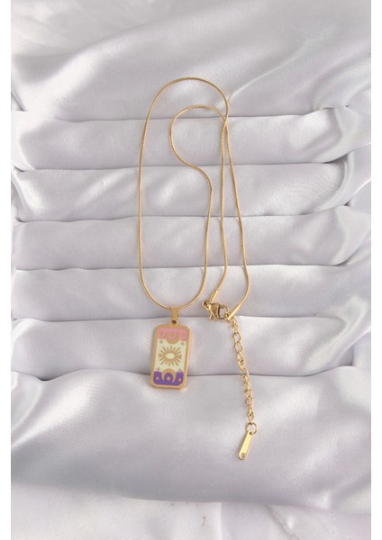 Bfs 316L Çelik Gold Renk Karışık Mineli Ay Figür Tarot Kolye fiyatları