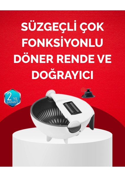 Döner Mekanizmalı Sebze Doğrayıcı Hazneli Rende